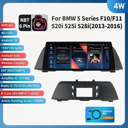 AI Intelligent Player 2din Android Car Radio Multimedia Video Player for BMW 5 Series F10 F11 F12 CIC NBT GPS Nav Carplay 4G RDS