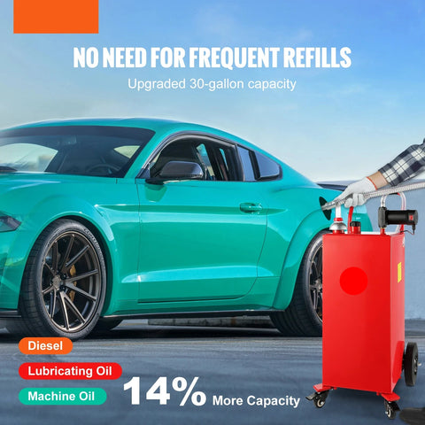 Jerrycan - Draagbare Brandstoftank - 30 Gallons Jerrycan - Reserve Tank - Benzine jerrycan - met pomp wielen - voor auto motor boot - Rood