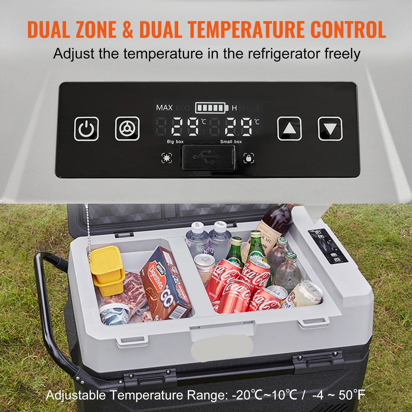 Draagbare Koelkast – Mobiele Koeler – Mini Koelkast – Auto Koelkast – 38 Liter Capaciteit – Twee Koelzones