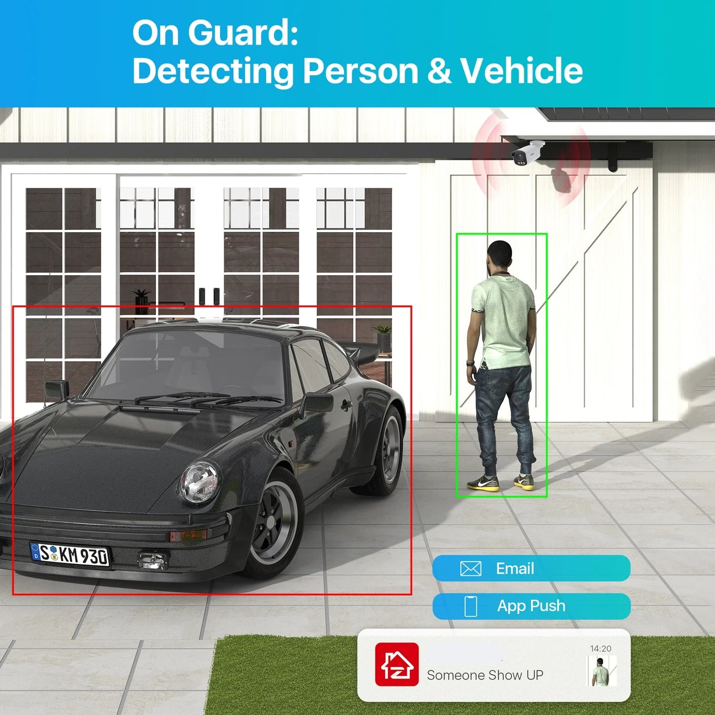 Beveiligingscamera - Buiten Camera met Nachtzicht - Camerabewaking - 5MP 3K - PoE - IP Camera - AI Personen - Voertuigen Detectie - Ingebouwde Microfoon - 4500K Warm Licht - Waterdicht IP66 - 330x330x83mm