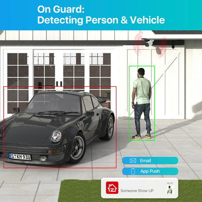 Beveiligingscamera - Buiten Camera met Nachtzicht - Camerabewaking - 5MP 3K - PoE - IP Camera - AI Personen - Voertuigen Detectie - Ingebouwde Microfoon - 4500K Warm Licht - Waterdicht IP66 - 330x330x83mm