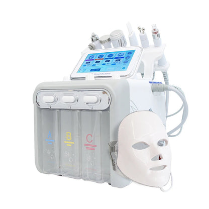 Hydradermabrasie Gezichtsbehandelingsapparaat – Water Dermabrasie Machine – Gezichtsreiniger – Huidverjonging Apparaat – EMS Huidversteviger – 7-in-1 Multifunctioneel – Compact ABS Materiaal - QUORE