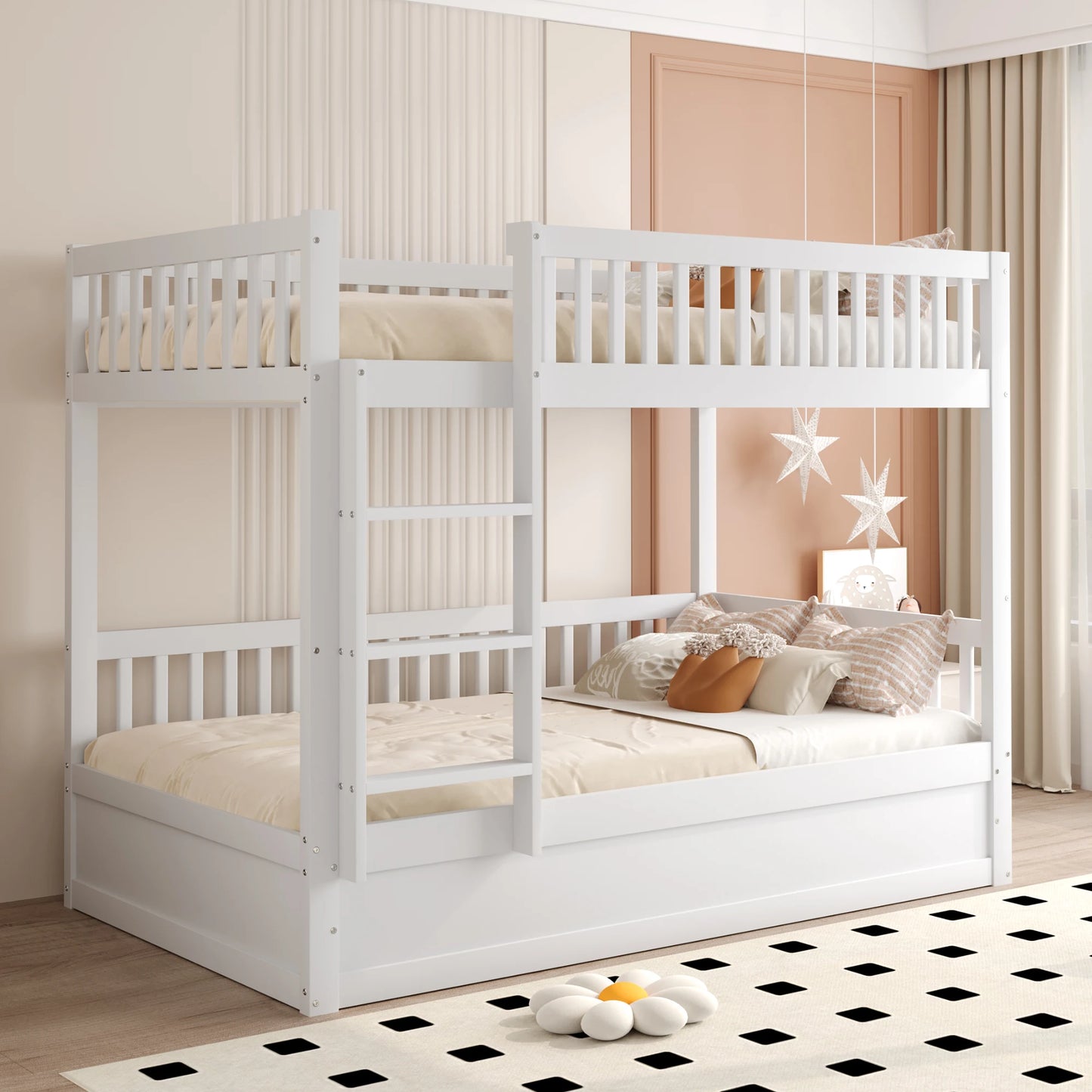 Bedframe – Tweepersoonsbed – Platformbed – Opbergbed – Gestoffeerd Bed – 180x200 cm – Beige Linnen – 4 Laden – Gouden Decoratie
