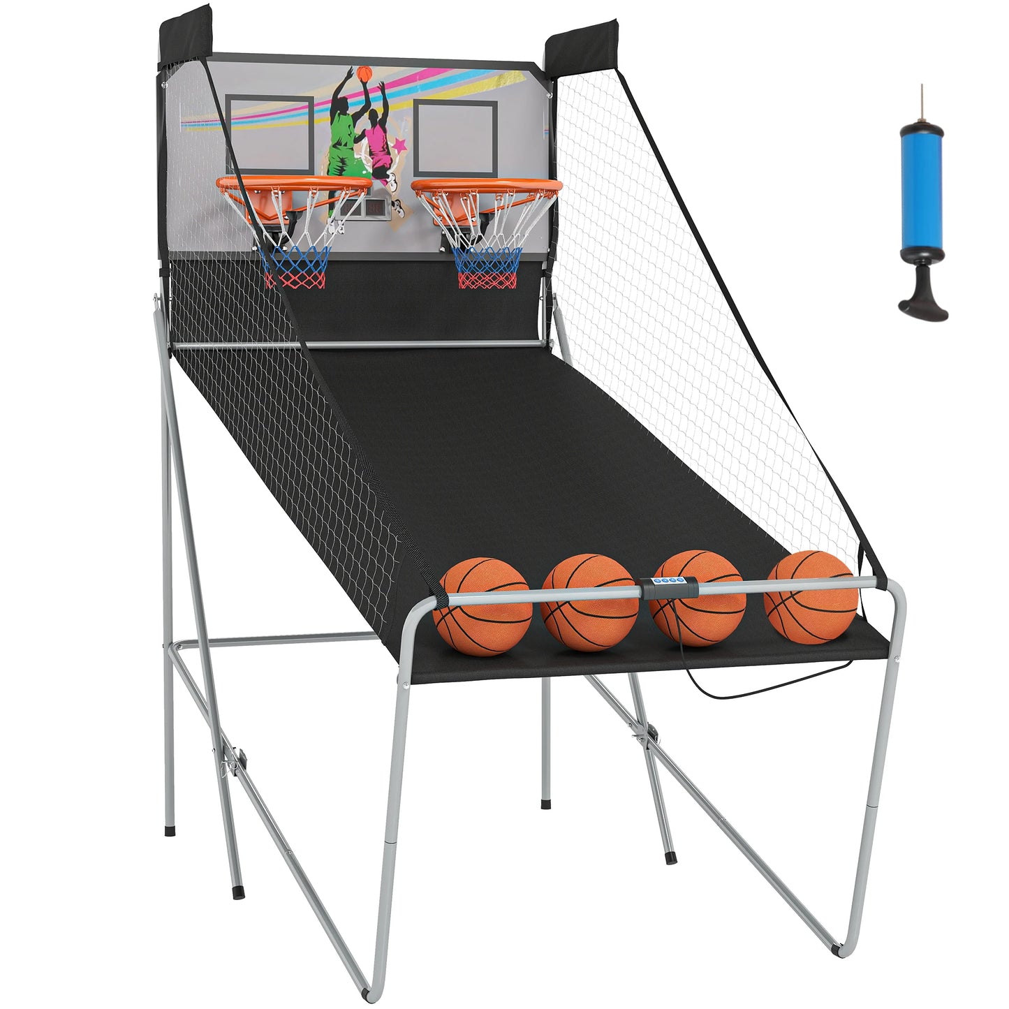 Draagbare Basketbalset – Basketbalring – Basketbalbord – Basketbalspel – Basketbalstandaard – Inclusief Elektronisch Scorebord – Stevig Stalen Frame - QUORE