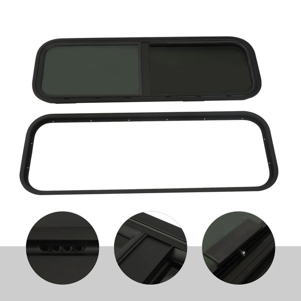 Camperraam - Caravan - 1000X400mm - Windows Gehard glas - Raam openend naar buiten - Voor campers en caravans - Caravan Zijraam - Getint Schuifraam - Insectenbescherming