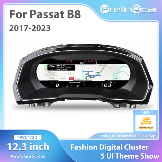 Digitale Dashboard Cluster – LCD Instrumentenpaneel – Digitale Km Teller – Auto Dashboard Display – Dashboardmeter – 12,3 Inch HD IPS Scherm – Plug & Play Installatie
