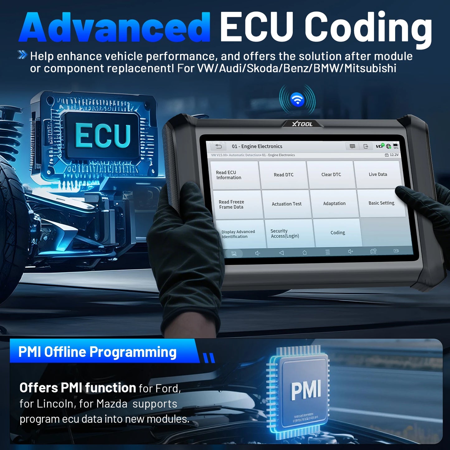 Auto Diagnose Scanner – OBD2 Diagnosetool – ECU Programmer – Autosleutel Programmeerder – Bluetooth Diagnoseapparaat – 7 Inch Touchscreen – WiFi & Bluetooth Verbinding - QUORE