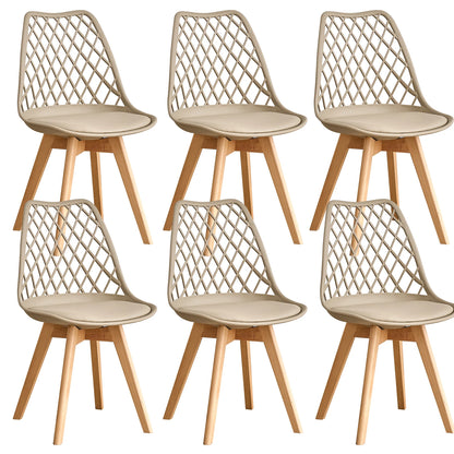 Set of 4 / 6 Modern Mesh Back Dining Chair with Solid Wood Legs and Upholstered Cushions, for Dining Room/Bedroom, Cafe Chair