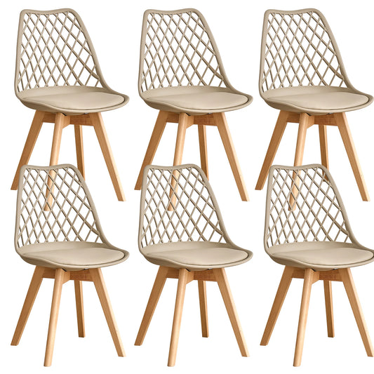 Set of 4 / 6 Modern Mesh Back Dining Chair with Solid Wood Legs and Upholstered Cushions, for Dining Room/Bedroom, Cafe Chair
