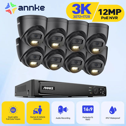 ANNKE 8CH Ultra HD POE Security Cameras CCTV Kit 8MP NVR Recorder With 3K Video Surveillance System  Built-in Mic IK08 Ip camera