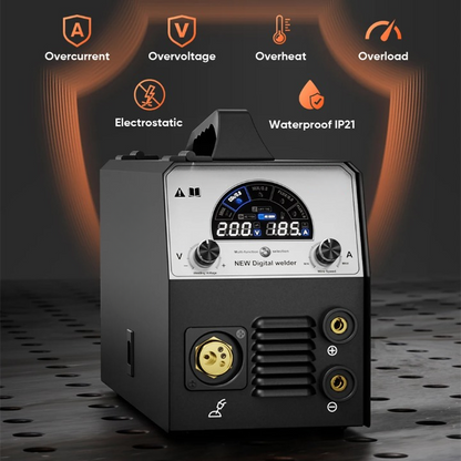 4 in 1 - Gas MIG Lasmachine - Lasmachine - Lasapparaat - Digitaal Inverterlassen - Draagbare MIG-lasser - Multi-proces - MIG - Lift TIG - Stick - 47 x 29 x 35 cm - Zwart