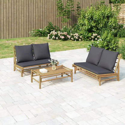 Bamboe Loungeset – Buitenmeubel – Tuinset – Balkonset – Modulair Design – Duurzaam Materiaal – Comfortabele Kussens