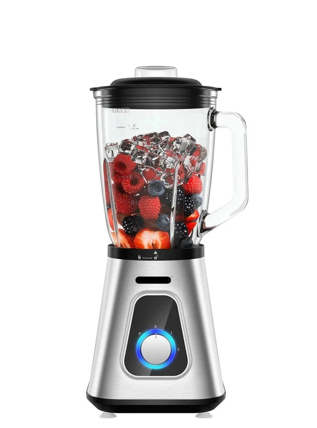 Slow Juicer - Juicer - Fruit and vegetable juicer - Juice extractor - Heavy Duty - Commercial quality - Mixer - Juicer - Fruit food processor - Ice smoothies - Smoothie blender - Glass jar - 1300W - 1.5L - Light gray