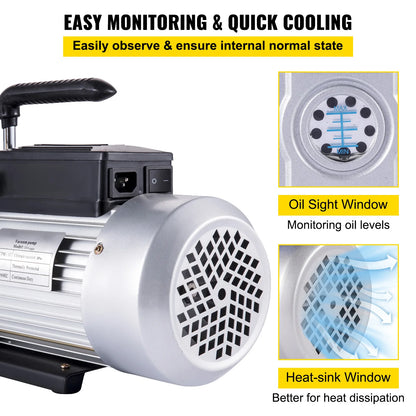 SucceBuy Vacuum pump 12CFM 1HP One Stage Air Conditioning Vacuum Pump Vacuum Refrigerant HVAC Air Tool for Vacuum Evacuation Use