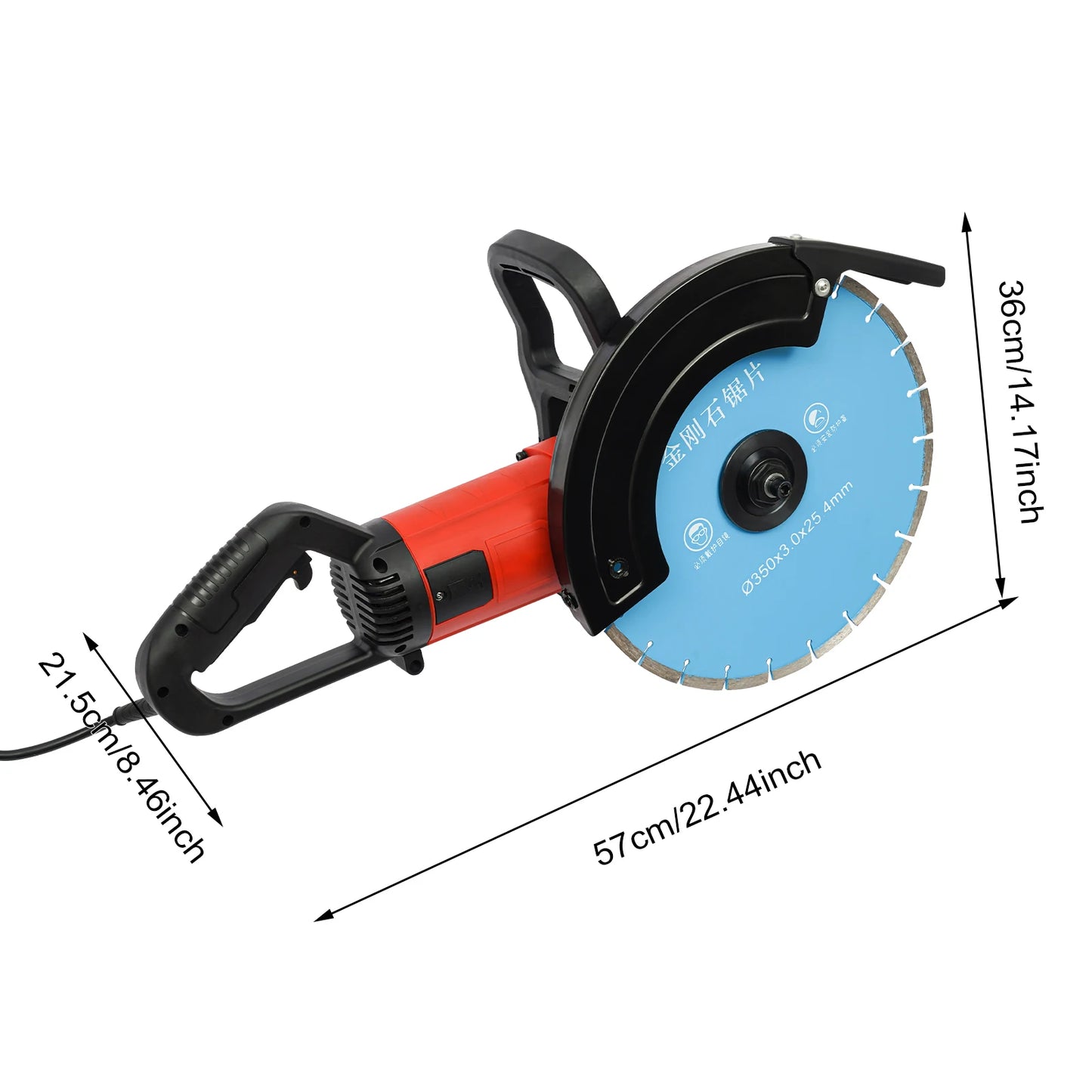 Elektrische Wandgroefzaag – Wandfrees – Muurzaag – Sleufzaag – Schuurzaag – 3500W Motor – 35 cm Zaagblad Diameter