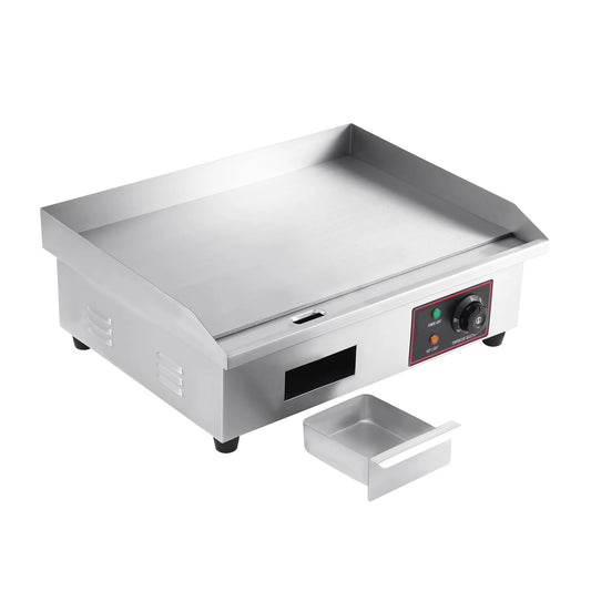 Elektrische Grillplaat - Grillplaat - Teppanyaki Grill - voor Horeca - Thuisgebruik - Ruim Bakoppervlak - 3000W - 220-240 V / 50 Hz - 30-300°C - RVS - 55 x 43 x 15 cm - Zilver