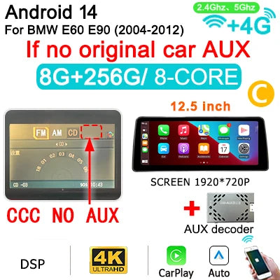 Autoradio BMW E60 E61 E62 E63 E90 E91 E92 E93 – Multimedia Speler – Navigatiesysteem – Bluetooth Radio – Android Autoradio – 12,5 Inch Touchscreen – Draadloze Apple CarPlay