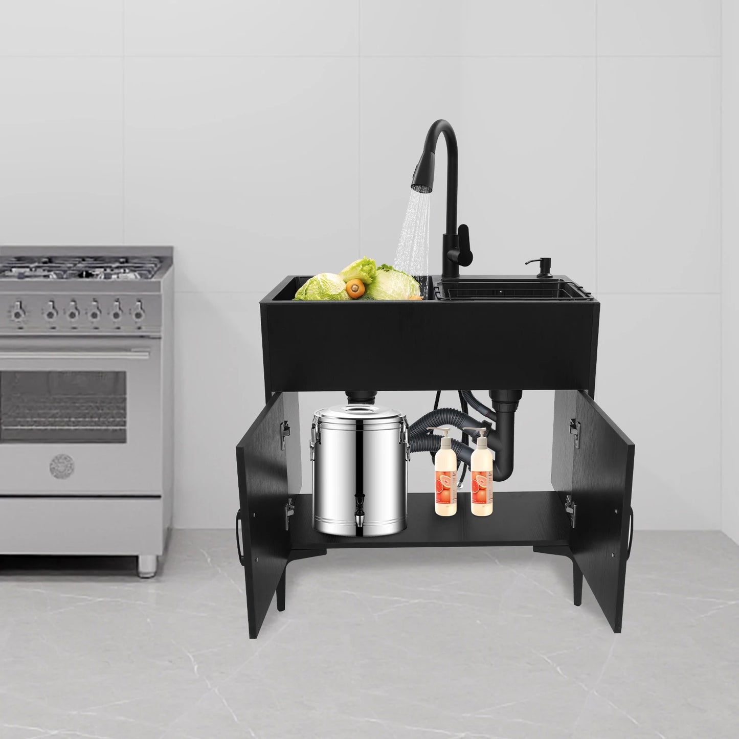 Keukenkastje – Keukenrek – Magnetronkast – Ovenkast – Apothekerskast – Dubbele Spoelbak – Uittrekbare Kraan