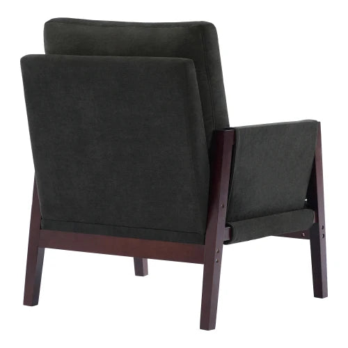 Relaxstoel – Loungestoel – Fauteuil – Leesstoel – Relaxfauteuil – Zitstoel – Chenillestof Bekleding – Massief Houten Frame - 76.5 x 83 x 95.5 cm - Wit