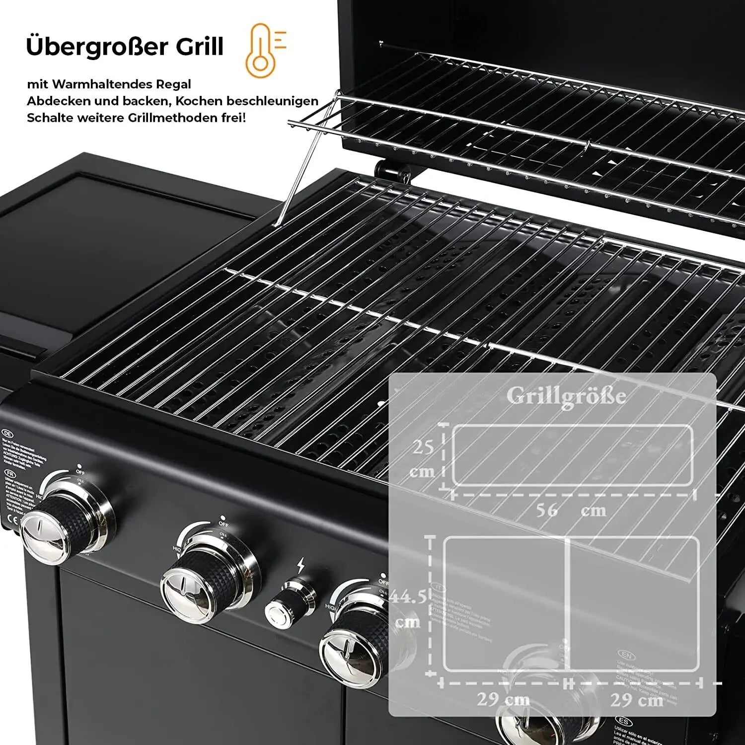 Gasbarbecue – Buitenkeuken Grill – Tuinbarbecue – 4-Pits BBQ – Zijbrander – RVS Branders – Ingebouwde Thermometer - QUORE