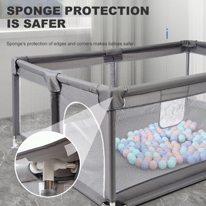 Baby Box – Kinderbox – Grote Speelbox – Kruipbox – Veilige Speelruimte Voor Baby's en Peuters – Robuuste Box Voor Binnen – 120x180x66 cm – Ideaal Voor Spelen en Ontdekken – Grijs