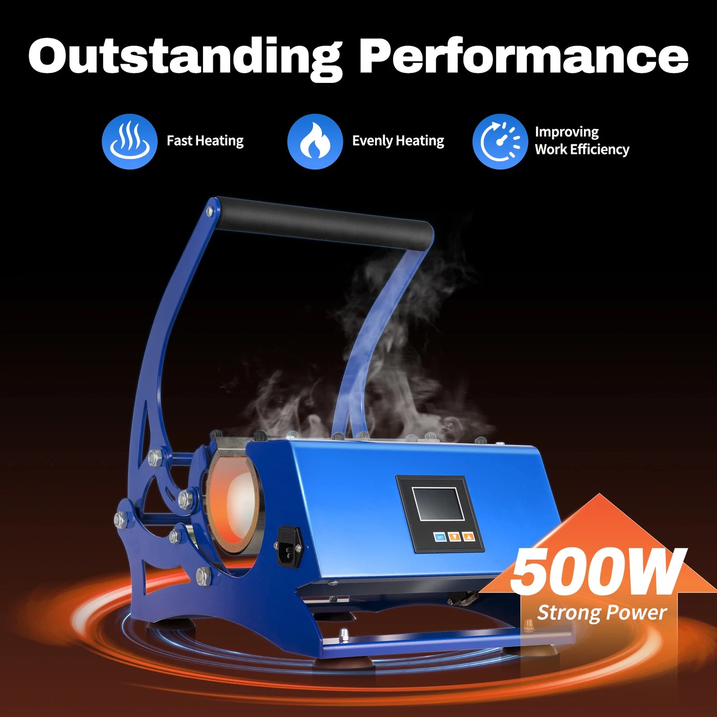 Mokkenpers – Sublimatiepers – Mokkenpersmachine – Bekers Persen – 6-in-1 Maatset – 500W Verwarming – Digitaal Display