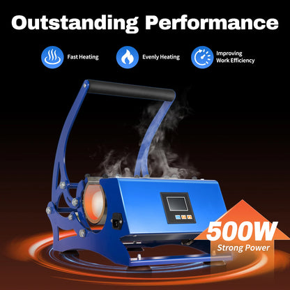 Mokkenpers – Sublimatiepers – Mokkenpersmachine – Bekers Persen – 6-in-1 Maatset – 500W Verwarming – Digitaal Display