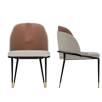 Eetkamerstoelen – Stoelen – Dining Chairs – Comfortabele Stoelen – Microvezel PU-Leder – Massief Eucalyptus Hout – 150 Kg Draagkracht - Set van 2 - Bruin - QUORE