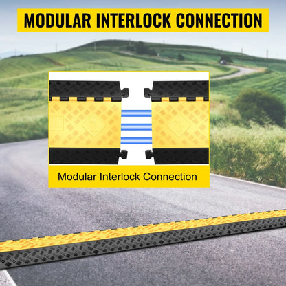 Cable Protector Driveway - Cable Protector Driveway - Cable Protector - Cable Protector Threshold - Cable Protector - Cable Cover - Cable Mat - 1 verpakking van 3-kanaals rubberen kabelbeschermers - Zwart Geel