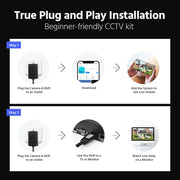 Beveiligingscamera - Draadloze Camera - Camerabewaking - Buiten Camera met Nachtzicht - 5MP Camera's - 8-Kanaals NVR - IP66 Weerbestendig