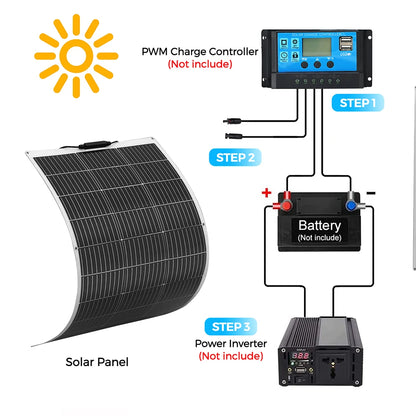 Zonnepaneel - met Zonnebatterij - Zonnepanelen - Monokristallijn - 100W - 10A - 12V - Zonne-kit - Lichtgewicht - Waterdicht - Flexibel