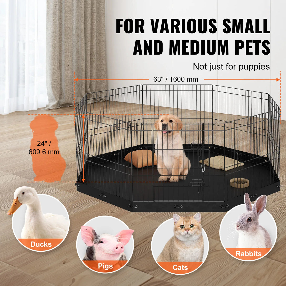 Hondenren - Hondenbox - Puppyren - Hondenkrat - Opvouwbaar - Metalen Hondenren - met Bodemkussenhoes - Puppy Buiten Camping Yard Kennel - Met Deksel