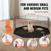 Dog Run - Dog Playpen - Puppy Run - Dog Crate - Foldable - Metal Dog Run - with Floor Cushion Cover - Puppy Outdoor Camping Yard Kennel - With Lid