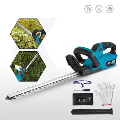 Heggenschaar - Elektrische - Snoerloos - Struiktrimmer - Grasmaaier - 2000W - 15000 RPM - met 18V-21V Batterij - voor het Snijden - Trimmen - Snoeien van Struiken - Blauw