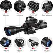 4-12x50 Scope Illuminated Rangefinder Reticle Rifle Holographic 4 Reticle Sight 20mm Red Grenn Laser For Hunting