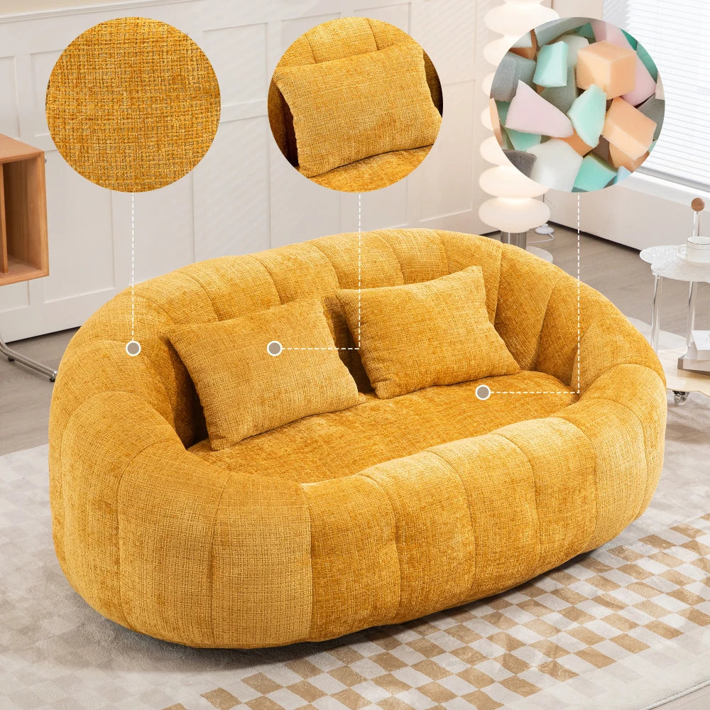 Zitzak – Zitzakbank – Loungestoel – Loungebank – Zitzakfauteuil – Chenille Stof – Hoge Rugleuning – 150x95x63 cm – Geschikt Voor Binnen & Buiten - QUORE