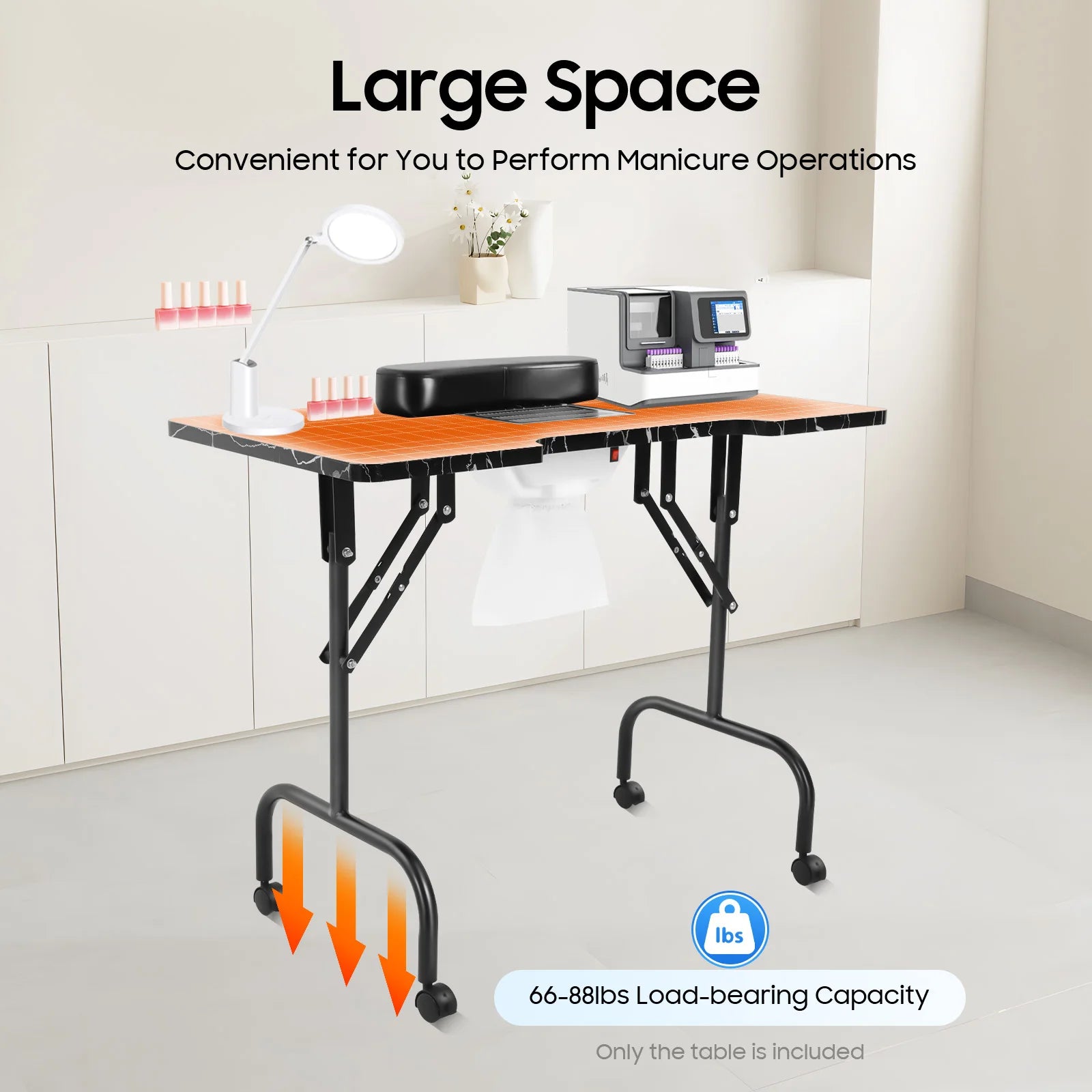 Nageltafel – Manicuretafel – Draagbare Tafel – Inklapbare Werktafel – Stofafzuiging Met Ventilator – 94x48 Cm Oppervlak - QUORE