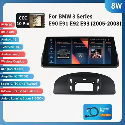 Android 14 Autoradio – Multimedia Systeem – Carplay Radio – 10,25 Inch Touchscreen – 4G Connectiviteit – Compatibel BMW 3- en 5-Serie E92 09-12 – Snelle 6-Core Processor – Built-in Canbus Module