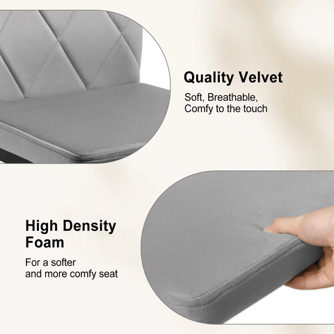 Chair - Dining Room Chairs - Set of 4 Velvet Dining Room Chairs - Ergonomic - Metal Legs - High Backrest - Comfortable &amp; Stable - For Kitchen - Dining Room - 42x94.5x 59cm - Dark Gray Velvet