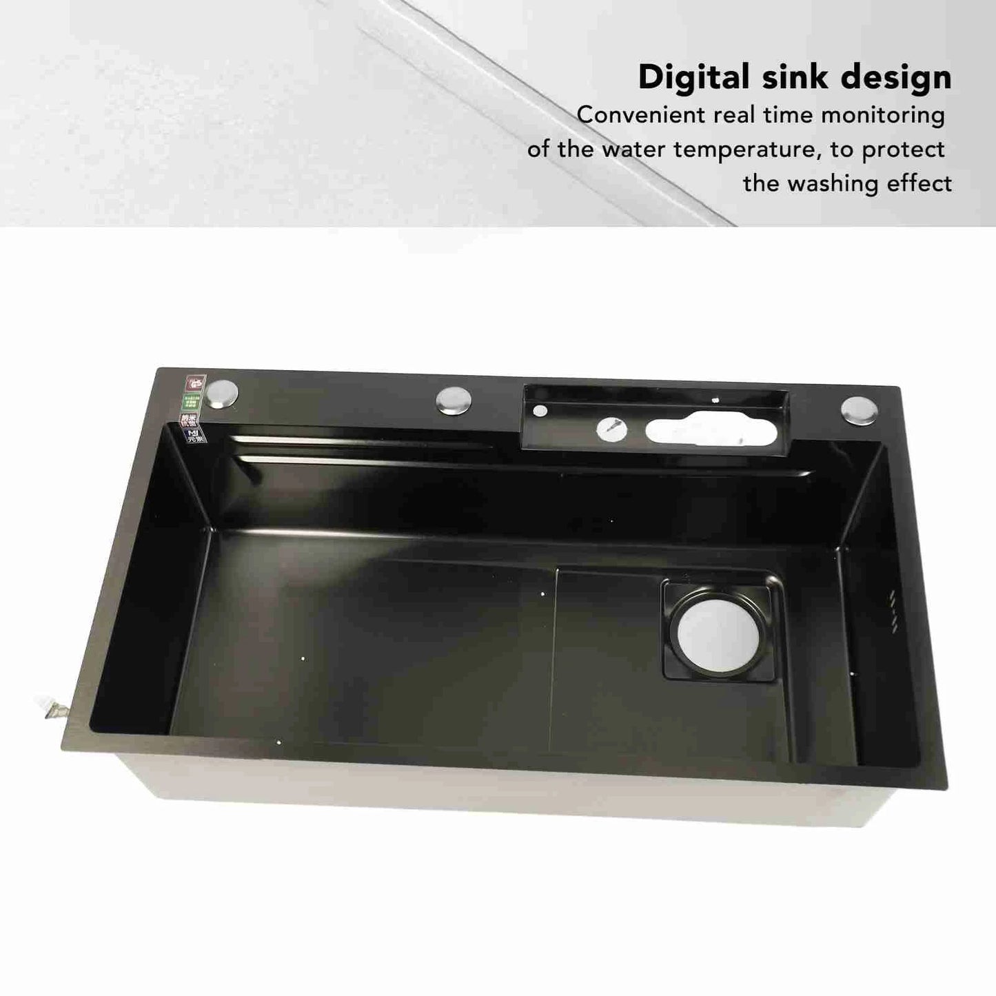 Smart Kitchen Sink 80x45cm Stainless Steel Thickened Brushed Surface Large Capacity Washbasin Digital Display Kitchen Sink