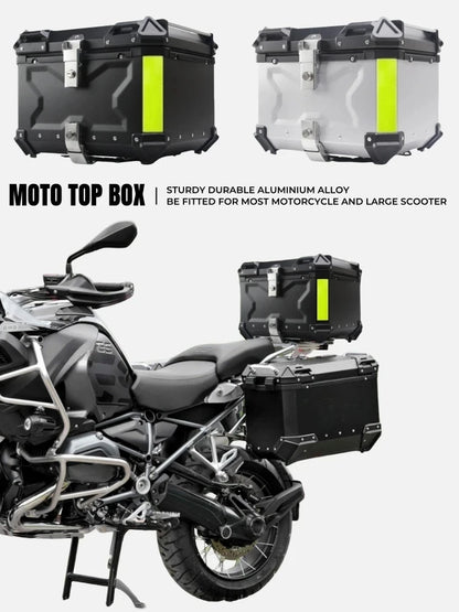 Motorhelm Opbergbox – Motor Koffer – Bagagebox – Helm Kist – Motor Topkoffer – 55L Inhoud – Duurzaam Aluminium – Waterdicht – Snel Loskoppelbaar – Zwart