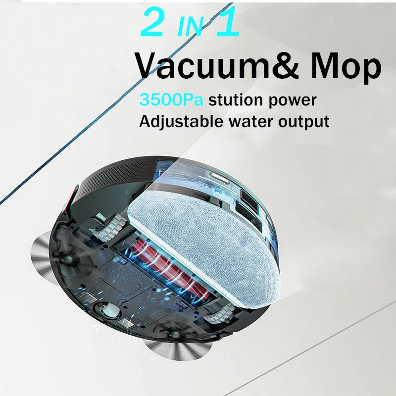 Robotstofzuiger – Robotstofzuiger Met Dweilfunctie – Smart Vacuum Cleaner – Robotstofzuiger Zelfreinigend – Robotstofzuiger Met App – 3500Pa Zuigkracht – Zelfledigend Stofreservoir 45 Dagen