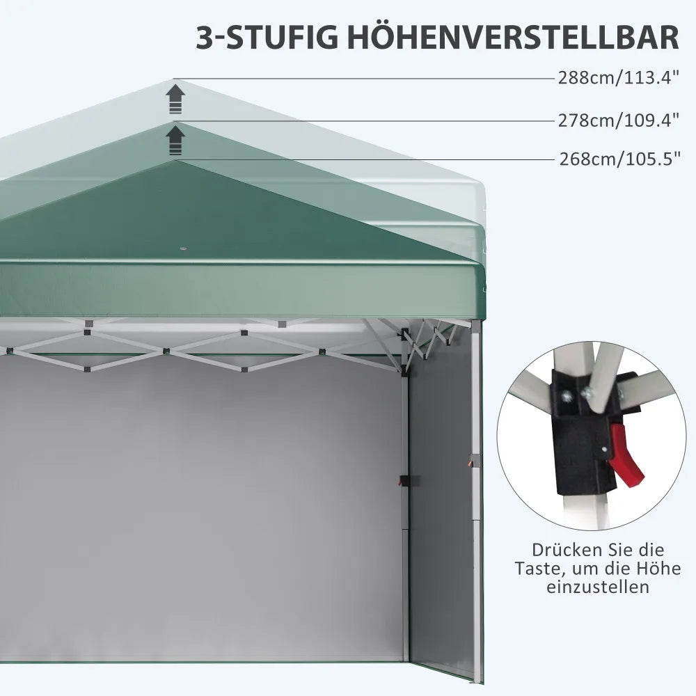 Tuinpaviljoen – Tuinoverkapping – Tuinkamer – Eventtent – Opvouwbare Paviljoen – Verstelbare Hoogte 268-288 Cm – Water- En UV-Bestendig