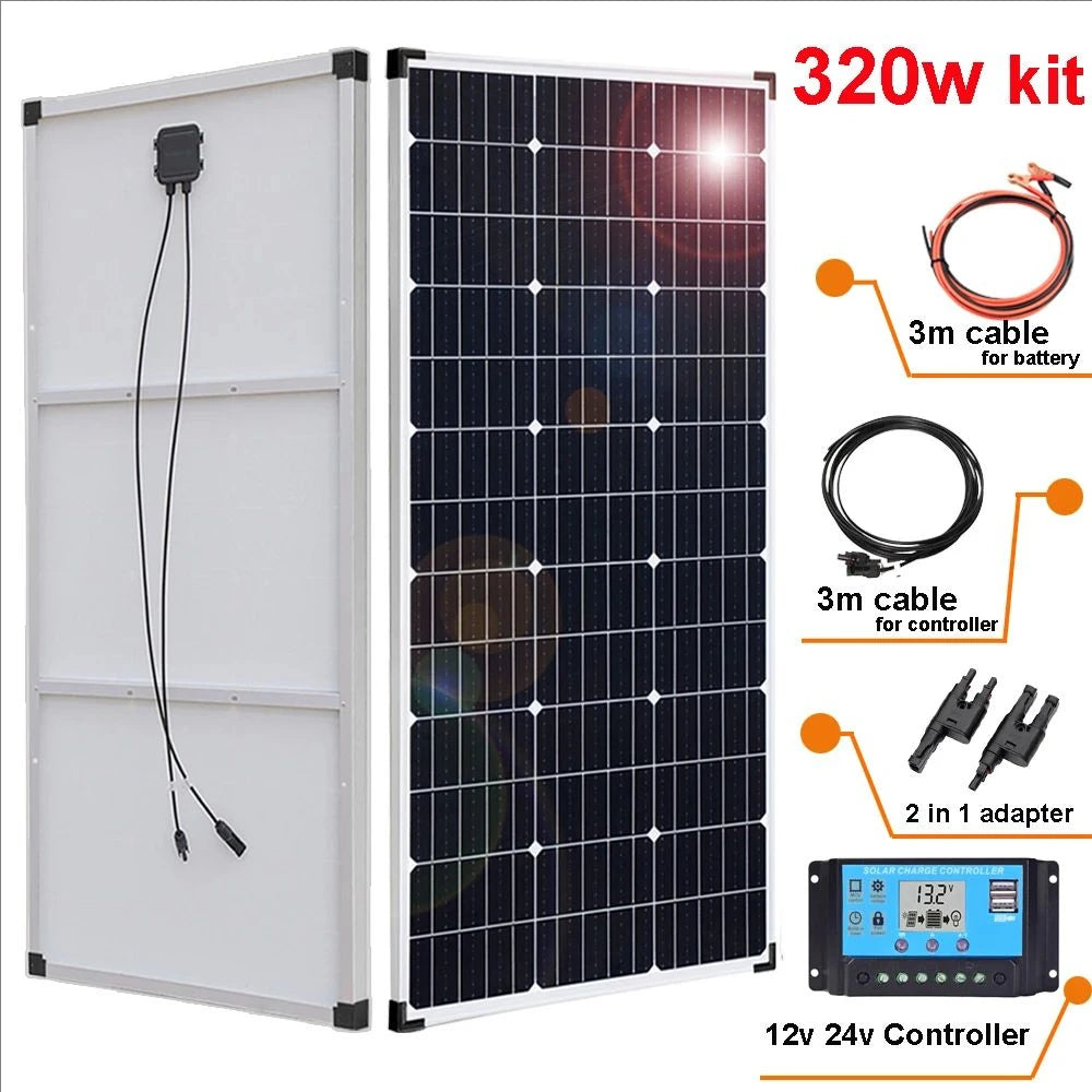 Zonnepaneel - Zonnepanelen - Zonne-energie - Zonne-Kit - Aluminium Frame Lichtgewicht Fotovoltaïsch Paneelsysteem - 160W -  Waterdicht - voor Boot - Camper - Caravan - RV - Tuin