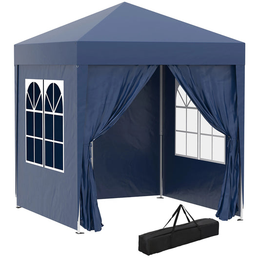 Paviljoen - Tuinpaviljoen - Partytent - Tuintent - Pop-up Kliksysteem - Stabiel - Vouwtent - Opvouwbaar - Waterdicht - Winterbestendig - 50+UV-Bescherming - voor Tuin - Buiten - Achtertuin - 2 x 2 m - Blauw
