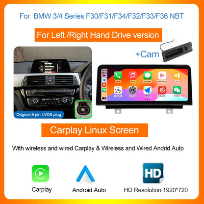 10,25" Touchscreen Multimedia Systeem – Navigatie Systeem – Infotainment Unit – Auto Radio – Display Upgrade – Draadloze Apple CarPlay – Android Auto – Compatibel Met BMW F30 Variant – NBT Systeem – Hoogwaardige Resolutie 1920x720 - QUORE