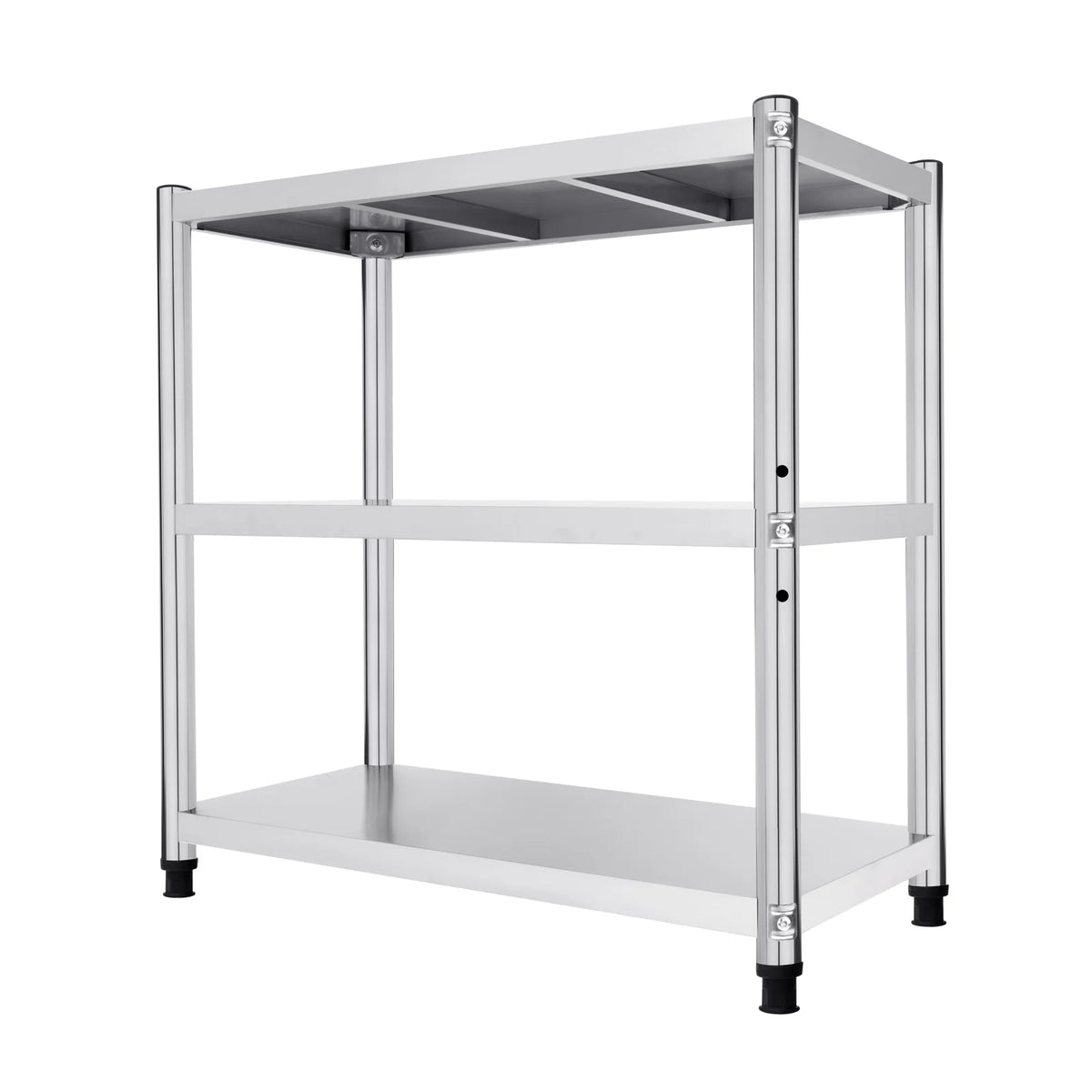 RVS Werktafel - 3-Laags Roestvrijstalen Keukenrek voor Horeca &amp; Catering (80x40 cm) - Restaurants Rechthoekige Werktafel - Commerciële Catering Tafel - Keuken Planken - Plank Rek - Voorbereidingstafel - Zilver