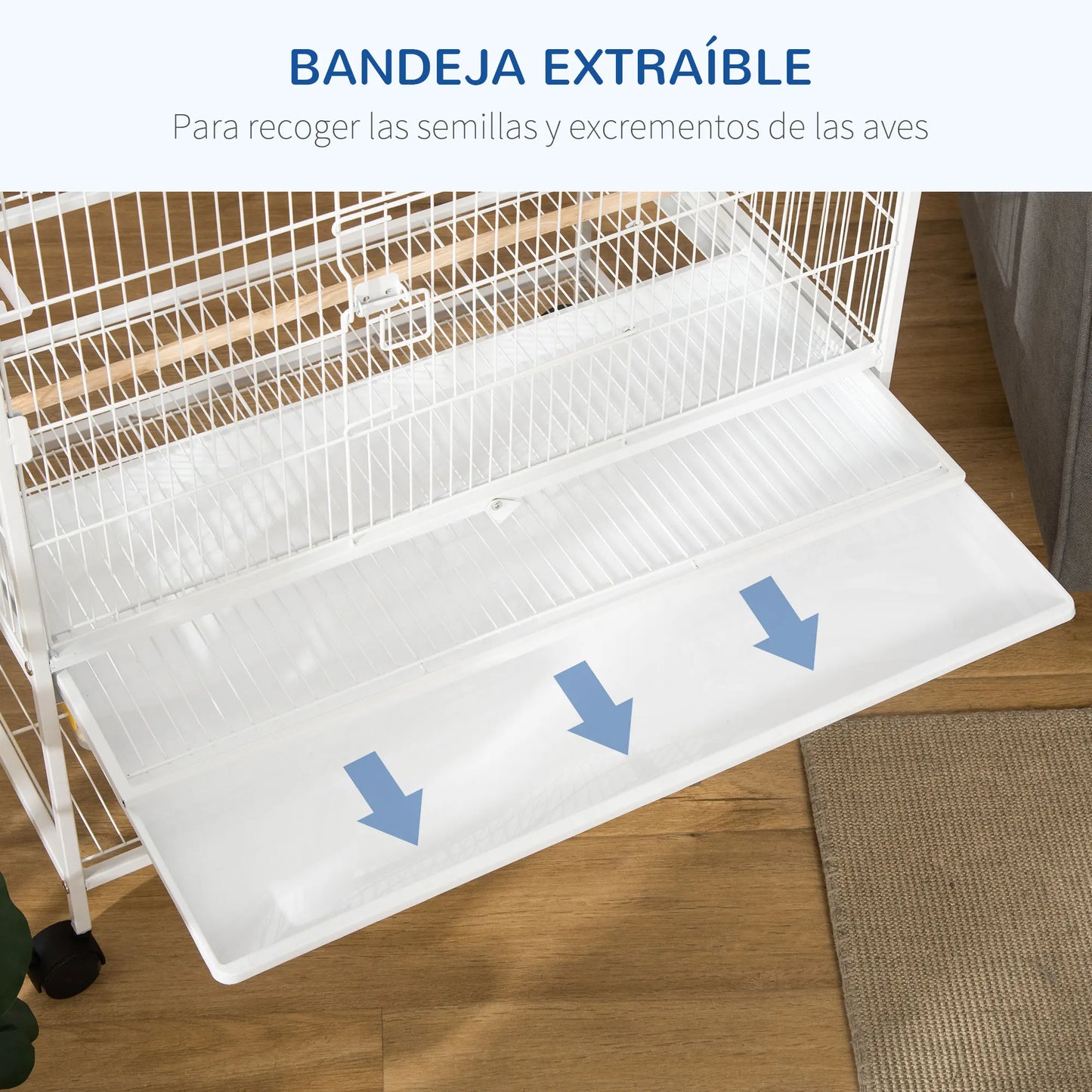 Vogelkooi – Vogelkooi Op Wielen – Vogelkooi Groot – Kooi Voor Parkieten – Kooi Voor Kleine Vogels – Ruime Afmetingen 78x52x132 cm – Verwijderbare Bodemlade & 6 Toegangsdeuren