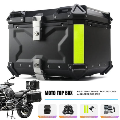 Motorhelm Opbergbox – Motor Koffer – Bagagebox – Helm Kist – Motor Topkoffer – 55L Inhoud – Duurzaam Aluminium – Waterdicht – Snel Loskoppelbaar – Zwart