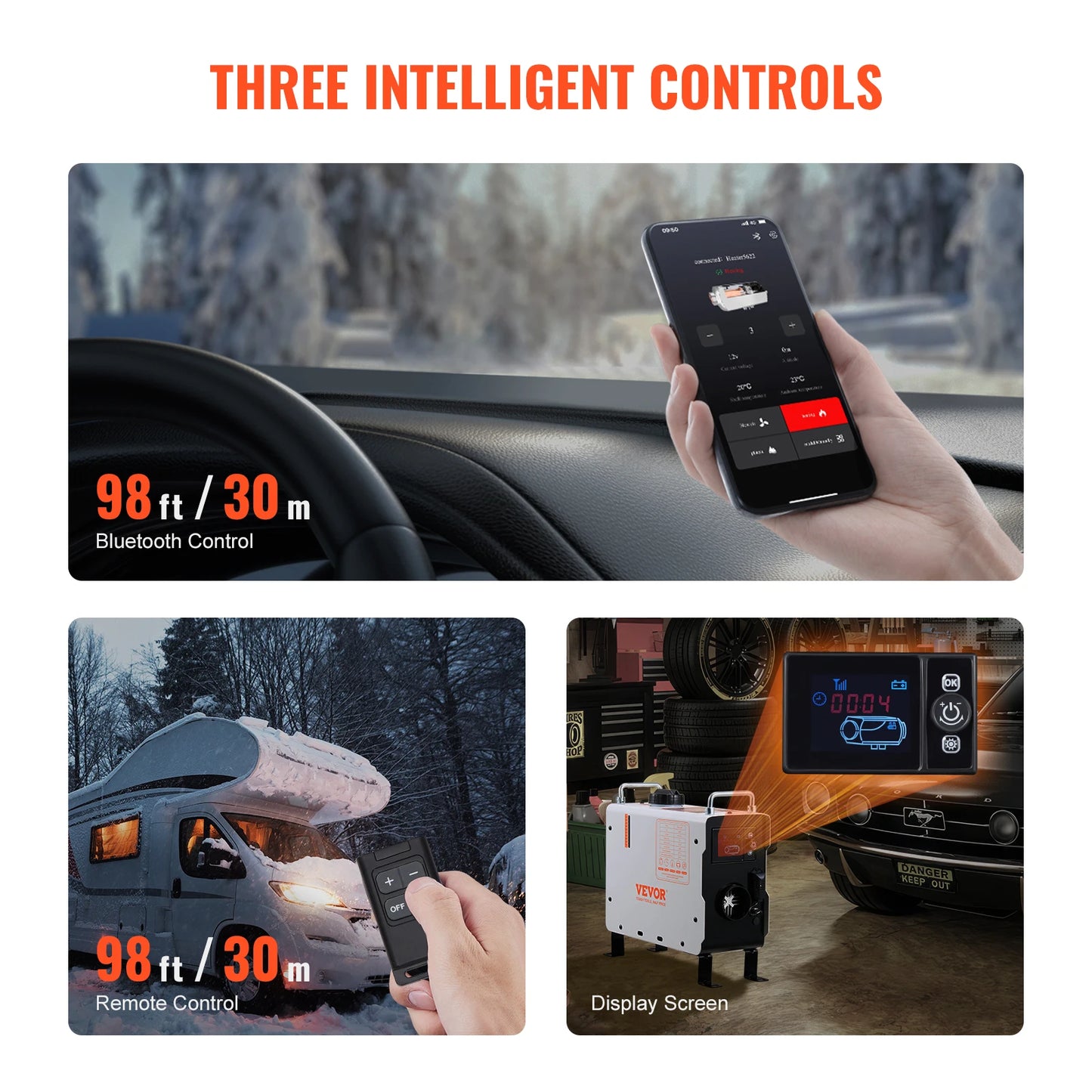 SucceBuy 2KW Diesel Heater 12V/24V All in One Diesel Air Heater W/ RemoteControl Display Screen CO Alarm for Vehicle and Outdoor - QUORE